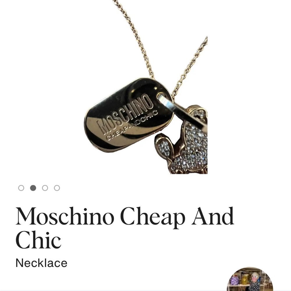 Moschino Gold and Silver Dog Tag Necklace